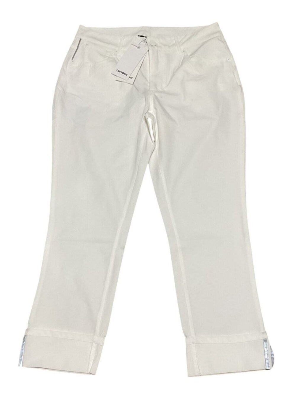 NWT Anthropologie Tretorn Pants Size 10 Cuffed Straight-Leg Golf Athletic White